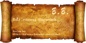 Bársony Benedek névjegykártya