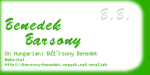 benedek barsony business card